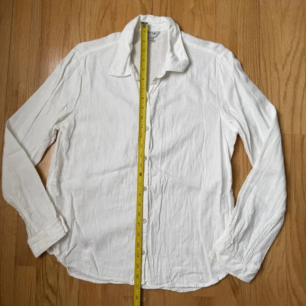 Orvis White Linen Button Down Shirt Women's Size Medium